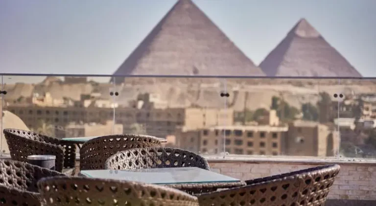 Grand Egyptian Museum and Giza Pyramids from Port Said